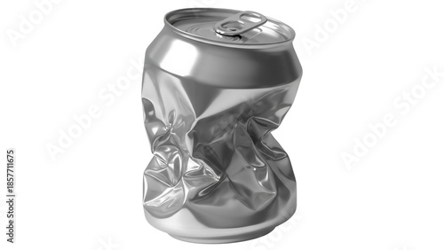 Принти на полотні Crushed aluminum can PNG isolated on transparent background, recyclable waste ma