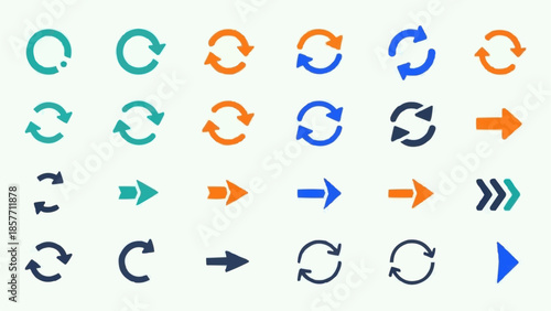 Diverse Arrow Icon Set for Navigation and Direction.
