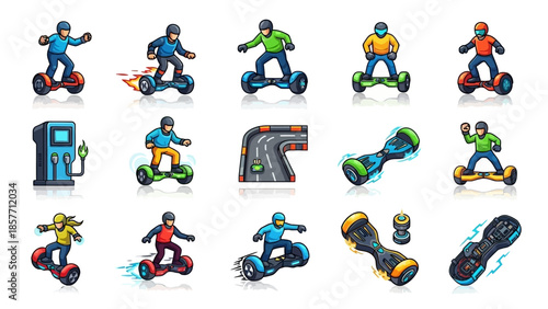 Collection of Hoverboard Icons and Illustrations.