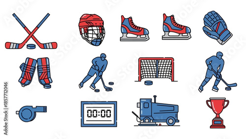 Collection of Ice Hockey Equipment and Symbols.