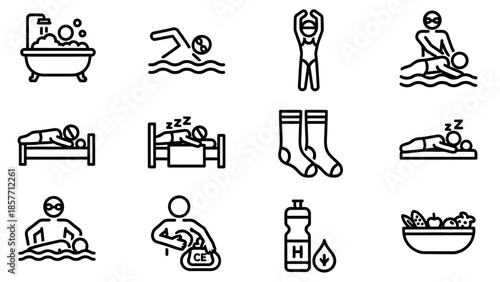 Collection of Icons Representing Health and Wellness Activities.