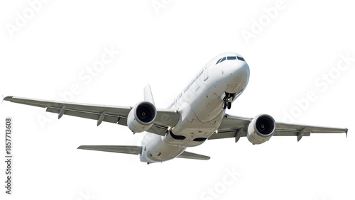Tableau sur toile Commercial airplane taking off PNG isolated on transparent background, passenger