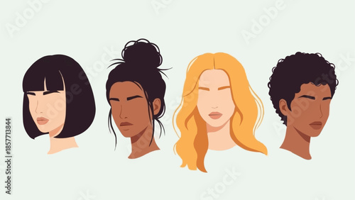 Diverse Women Portraits - A Study in Minimalist Facial Representation.