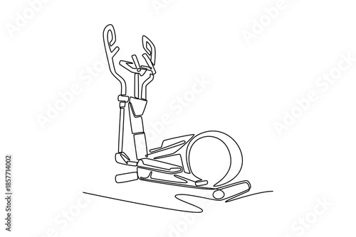 Elliptical machine. Gym Property concept. Single line draw design. Vector graphic illustration