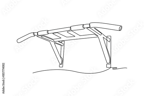 Sports wall horizontal bar. Gym Property concept. Single line draw design. Vector graphic illustration