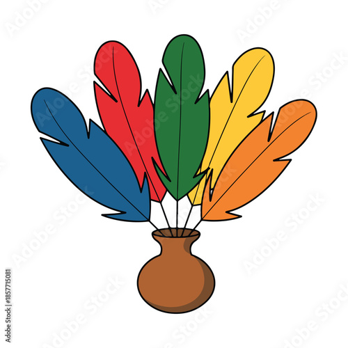 A spring floral bouquet of blossoms and green leaves in a brown glass vase creates an artistic nature decoration for Easter