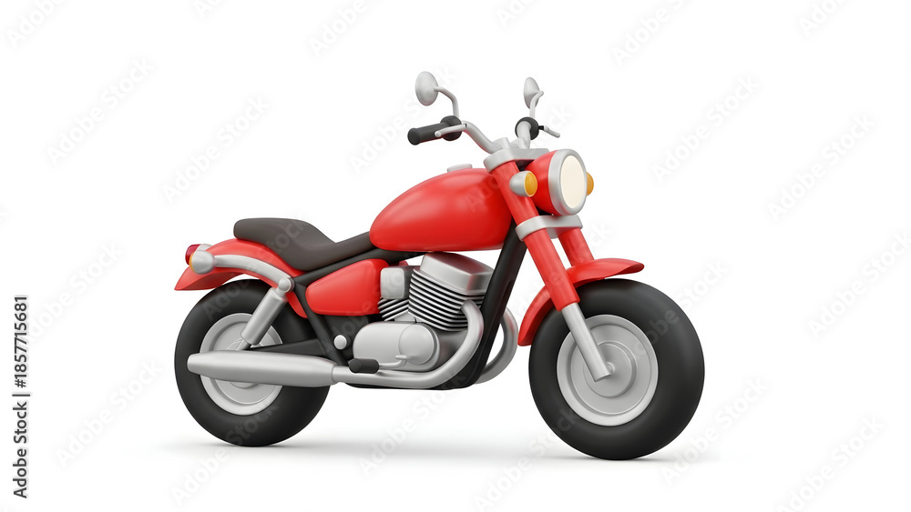 Fototapeta premium Red Motorcycle 3D Illustration