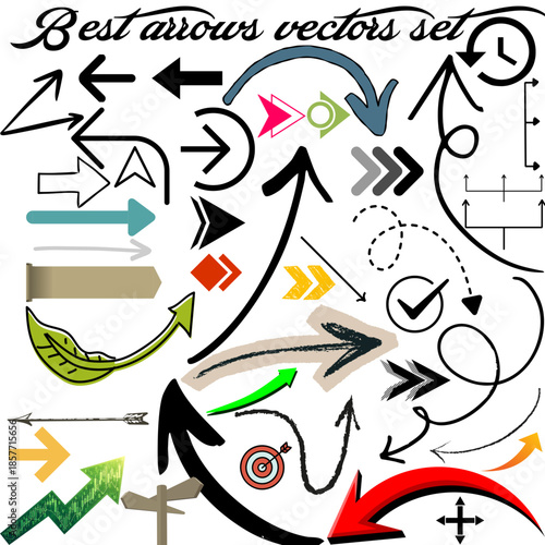 Arrows Vectors Set in Various Styles and Colors for Graphic Design Elements