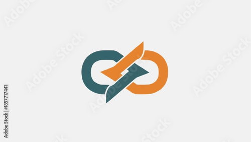 Intertwined Loops with Arrow Symbolizing Connection and Direction.