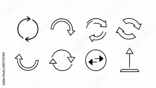 Set of Simple Arrow Icons in Black and White.