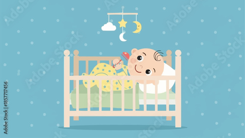 Adorable Baby Piglet Sleeping Peacefully in a Cozy Crib.