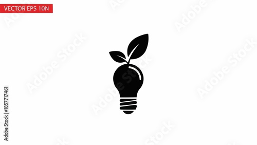 Eco-Friendly Light Bulb with Plant Leaves - Sustainable Energy Concept.