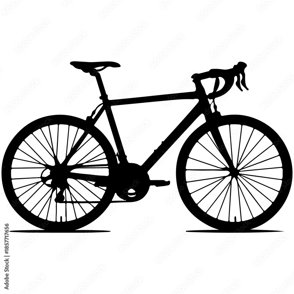 Obraz premium Black silhouette of a road bicycle on a white background bike road bike