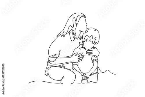 Growing family life stage concept. Single line draw design. Vector graphic illustration