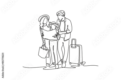 Growing family life stage concept. Single line draw design. Vector graphic illustration