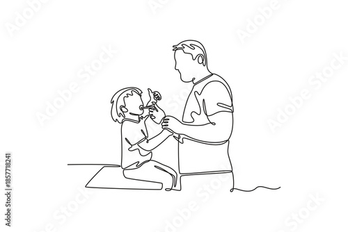 Growing family life stage concept. Single line draw design. Vector graphic illustration