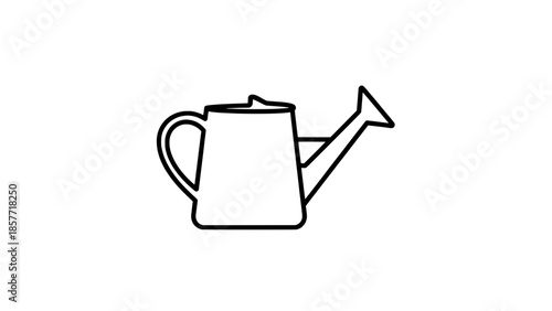 Minimalist black outline watering can icon with long spout - vector line art