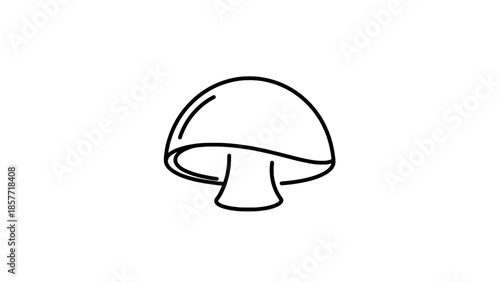 Mushroom outline icon — minimal line-art vector of a cap and stem on white
