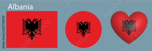 set  flag of Albania icon vector illustration 