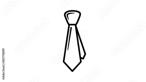 Minimalist black-outline necktie icon vector illustration
