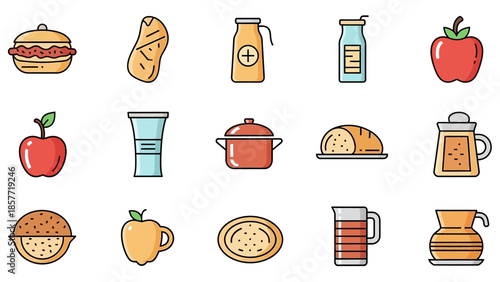 food and drink icons set