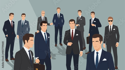 Group of Men in Suits - A Gathering of Professionals.