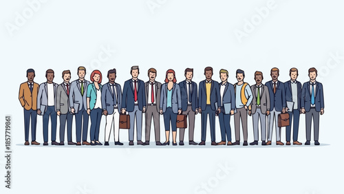 Diverse Group of Business Professionals Standing Together in Unity.