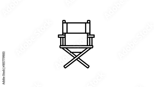 Line-art director's chair icon - minimalist black vector silhouette