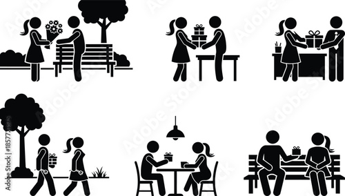 Couple celebrating special moments together in park and cafe