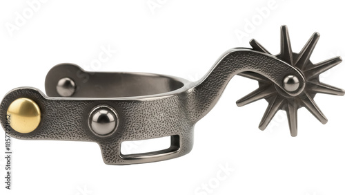 Foto Western riding spur isolated PNG, cowboy boot accessory with rowel for equestria