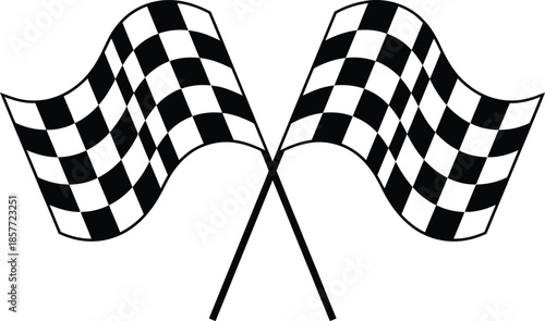 Checkered flags waving together in the wind