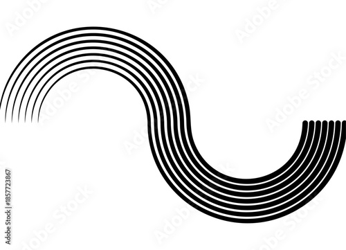 Vector pattern of black parallel lines on a white background. Sports design element in retro style. Vector wavy background for covers, advertising, packaging. semicircles. place for text