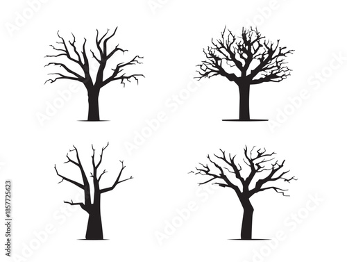 A dramatic and stark dead tree silhouette set on a hill