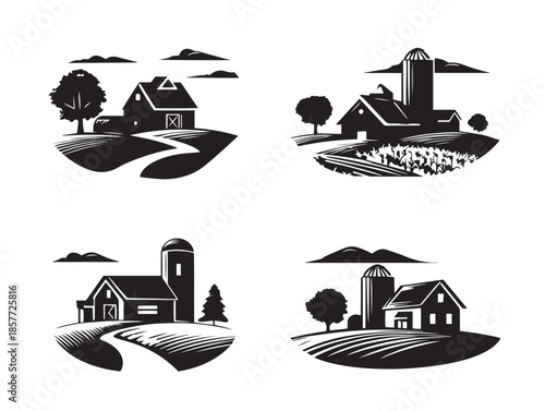 A stunning and idyllic farmland landscape silhouette for rural themes