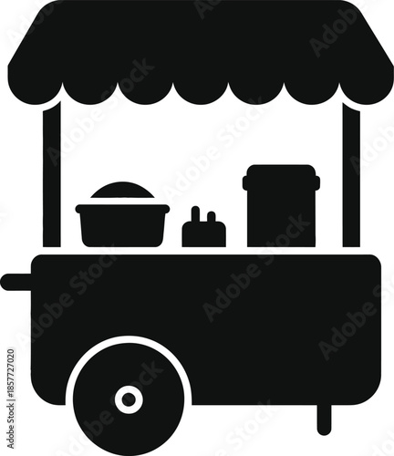 Silhouette Retro Style Mobile Food Cart for Street Vendor Graphic Design