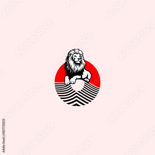 Luxury sitting lion logo with...