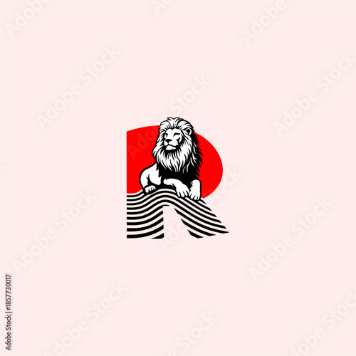 Luxury sitting lion logo with...
