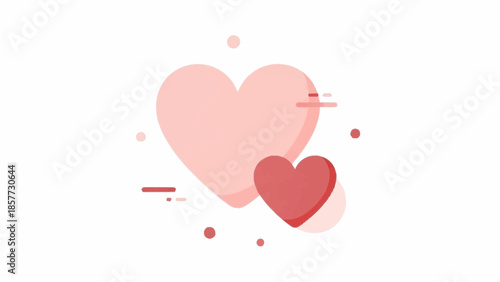 Illustration of hearts and shapes in a minimalist design on a white background from a direct viewpoint