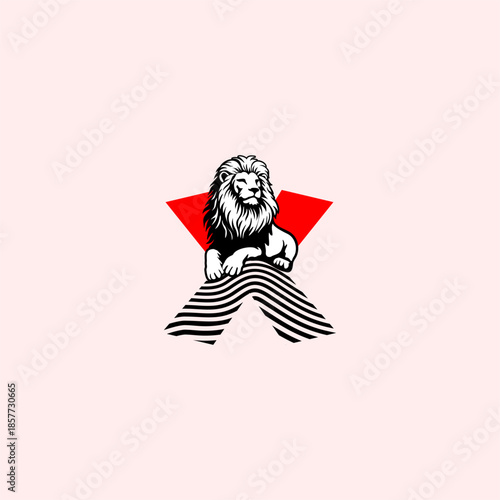 Luxury sitting lion logo with...