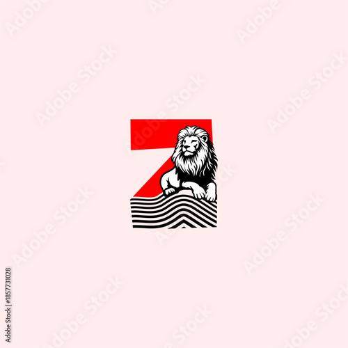 Luxury sitting lion logo with...