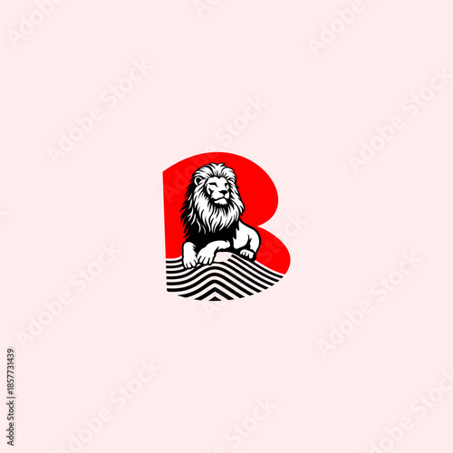 Luxury sitting lion logo with...