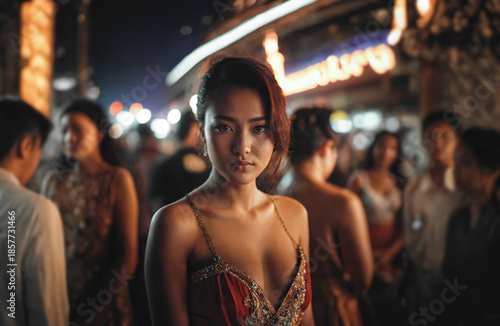 young asian woman in a bar ...