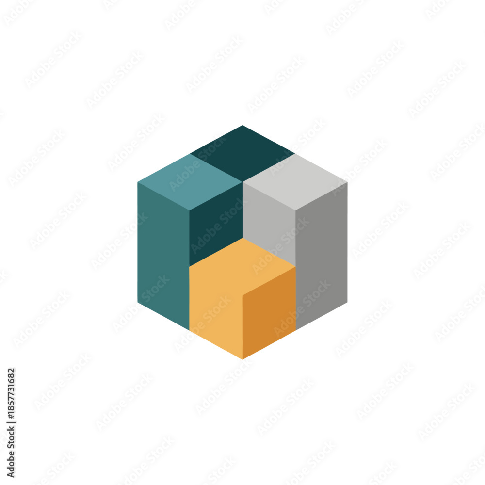 Fototapeta premium Colorful 3D Cube Blocks Arrangement.
