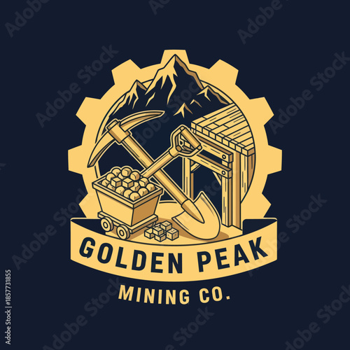 Golden Peak Mining Company Emblem Design.