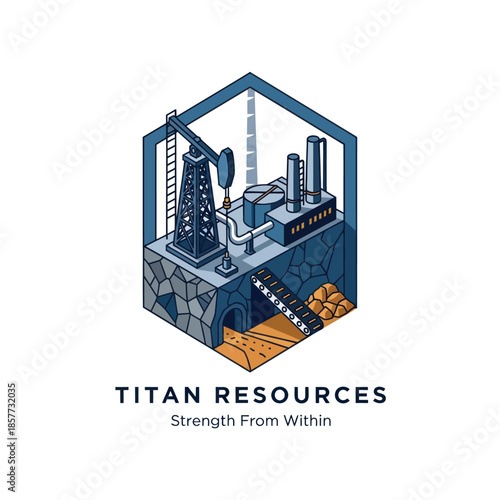 Industrial Oil Refinery and Pumpjack Illustration.