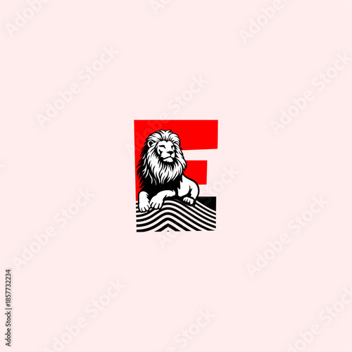 Luxury sitting lion logo with...