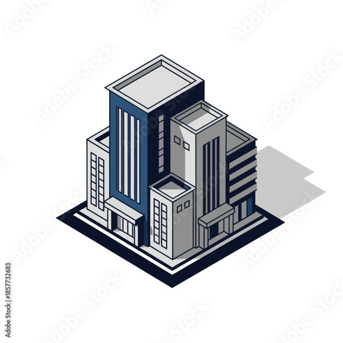 Isometric Illustration of Modern Office Buildings.
