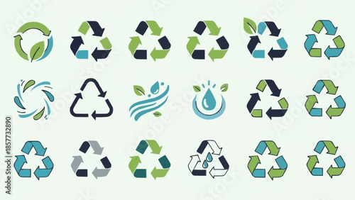 Collection of Recycling Symbols for Environmental Awareness and Sustainability.