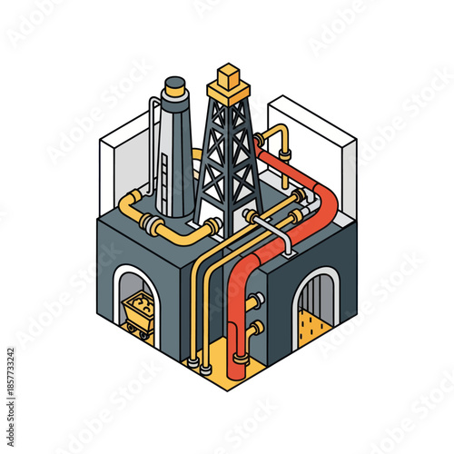Oil Refinery Equipment and Piping System.