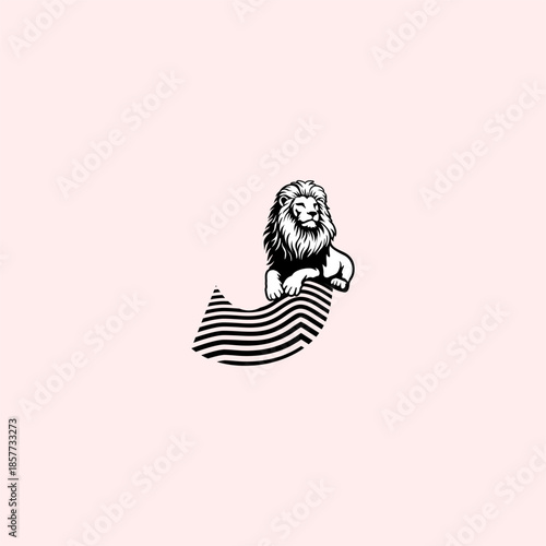 Luxury sitting lion logo with...